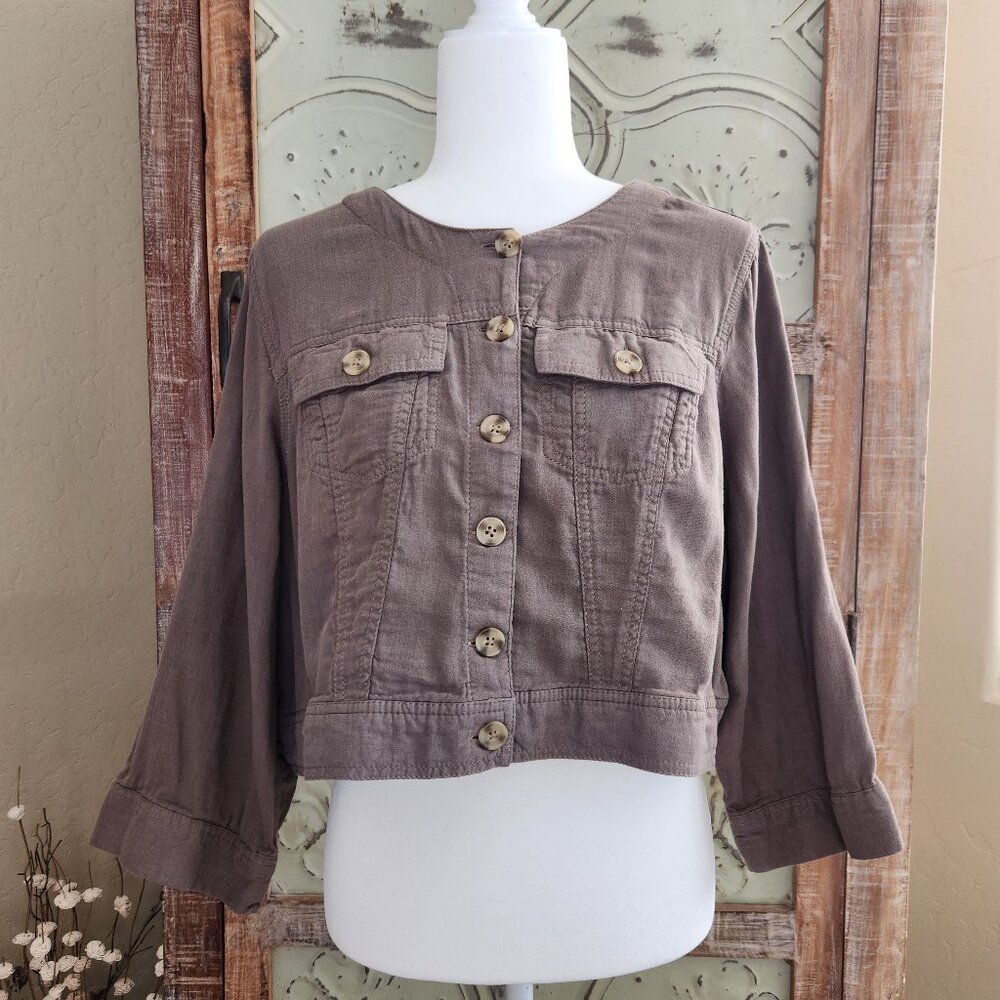 Torrid Safari-Inspired Cropped Button-Front 3/4 Sleeve Jacket | 2x